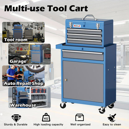 Gereedschapskast – Werkplaatskast – Opbergkast – Toolbox – Ladenkast – 4 Laden – Verwijderbare Bovenkist – Stevige Metalen Constructie