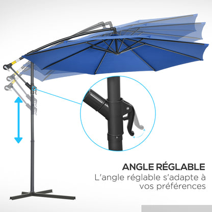 Parasol – Zweefparasol – Tuinparasol – Balkonparasol – Terrasparasol – Kantelbaar – Ø 3 Meter – Staal Frame – Blauw Polyester