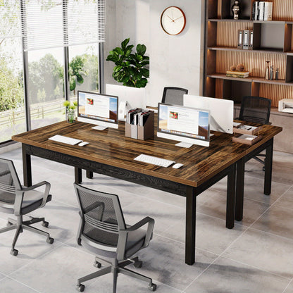 Bureau – Werkplek – Schrijftafel – Tafel – Computertafel – Rechthoekig – Stevig Metalen Frame – Rustiek Bruin Houten Blad