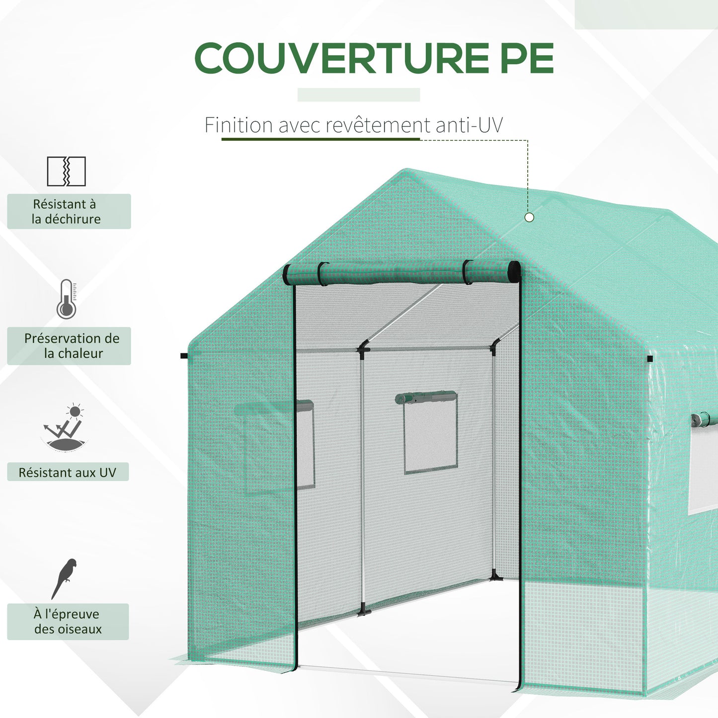 Tuinkas – Kas – Kweekkas – Groentekas – Plantenkas – 2x3 Meter – Gegalvaniseerd Stalen Frame – UV-Beschermde PE Hoes