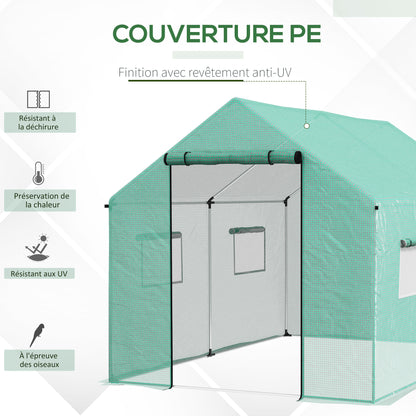 Tuinkas – Kas – Kweekkas – Groentekas – Plantenkas – 2x3 Meter – Gegalvaniseerd Stalen Frame – UV-Beschermde PE Hoes