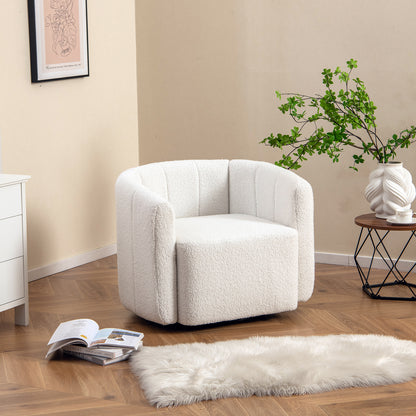 Draaifauteuil – Barrel Chair – Accent Stoel – Leesstoel – Fauteuil – Modern Sherpa Bekleed – 360° Draaibaar Met Brede Zitting