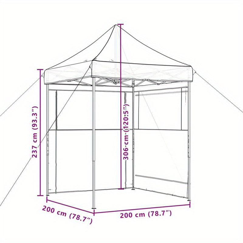 Foldable Pop-Up Party Tent with 2 Side Walls & Doors - Heavy-Duty Sturdy Frame, Easy Setup Instant Canopy for Events, Weddings, Camping, Backyard - Portable Shelter with Hook & Loop Closure, Lightweight & Durable Design (Blac