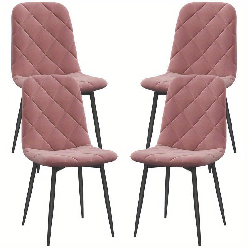 4-Delige keukenstoelenset – Eetkamerstoelen – Stoelenset met rugleuning – Zadelstoel – Woonkamerstoelen – Zachtroze – Ergonomisch ontwerp – Duurzame materialen