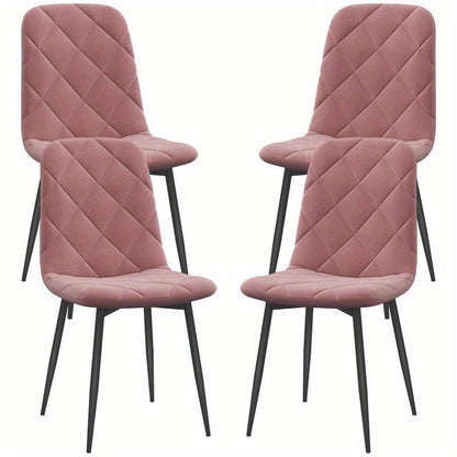 4-Delige keukenstoelenset – Eetkamerstoelen – Stoelenset met rugleuning – Zadelstoel – Woonkamerstoelen – Zachtroze – Ergonomisch ontwerp – Duurzame materialen