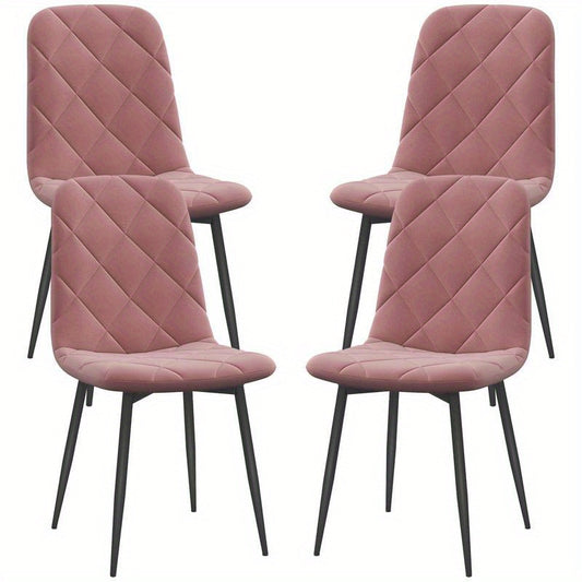 4-Delige keukenstoelenset – Eetkamerstoelen – Stoelenset met rugleuning – Zadelstoel – Woonkamerstoelen – Zachtroze – Ergonomisch ontwerp – Duurzame materialen