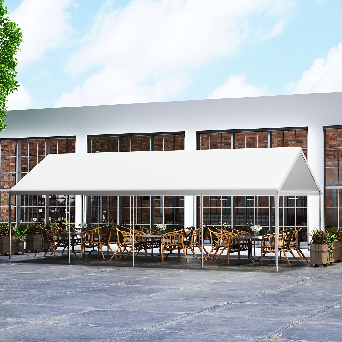 Partytent – Opslagtent – Garagetent – Tuintent – Opvouwbare Tent – Waterbestendig – Stevig Gegalvaniseerd Stalen Frame – 3x4 M Wit