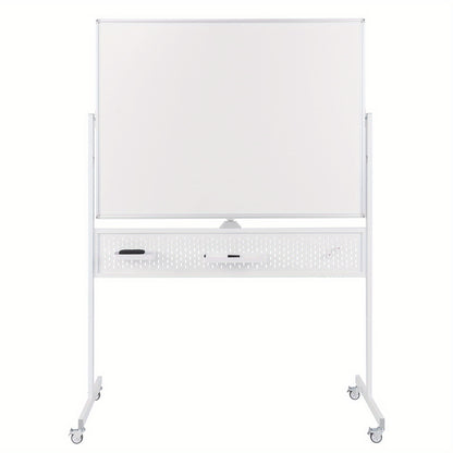 Whiteboard – Schrijfboard – Memobord – Magneetbord – Schoolbord – Dubbelzijdig Magnetisch – Met Metalen Frame 120x90 cm – Mobiel Met Standaard en Pegboard Organizer