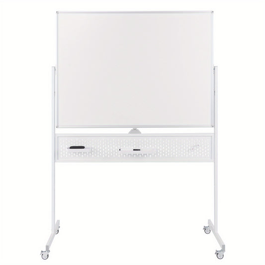 Whiteboard – Schrijfboard – Memobord – Magneetbord – Schoolbord – Dubbelzijdig Magnetisch – Met Metalen Frame 120x90 cm – Mobiel Met Standaard en Pegboard Organizer