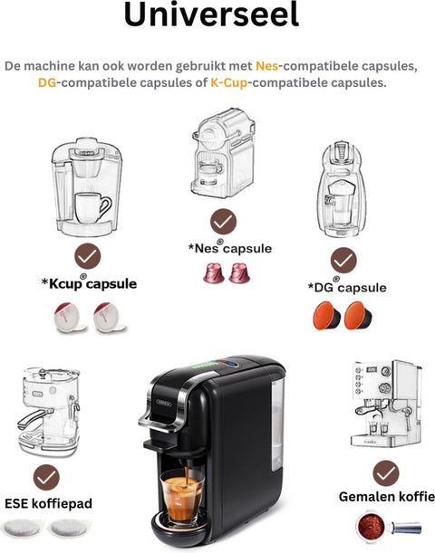 Coffee Machine - Nespresso Coffee Machine - Espresso - Maker - Iced Coffee - 5 in 1 - Black