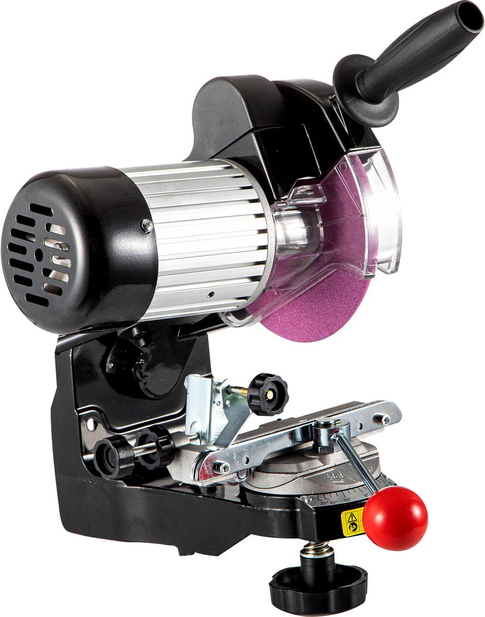 Aluminium Kettingzaag - Zaagkettingslijper - 230W - 3000 RPM - Werklamp & Antislip handvat - Kantelbare bankschroef - 5,5 Inch Slijpschijven - Breed toepasbaar
