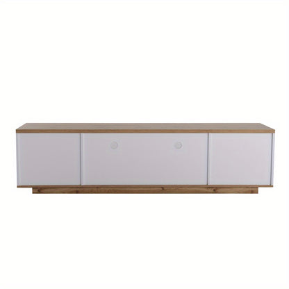 Tv-meubel – TV-kast – Entertainmentkast – Multimedia meubel – Woonkamermeubel – Wit met houtnerf – 180 cm breed – Rasterpatroon deuren