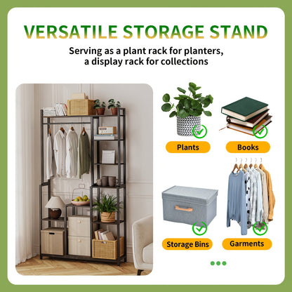 7-laags Plantenrek – Plantenstandaard – Bloemenrek – Plantentoren – Plantenladder – Zwart – Hout – Ruimtebesparend 180cm – Stevige Irreguliere Vorm
