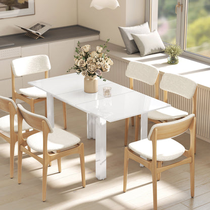 Uitbreekbare Eettafel – Uitschuiftafel – Tafeltje – Keukentafel – Eetkamertafel – Hoogglans Wit – 120-160 cm – MDF – Voor 4-6 Personen