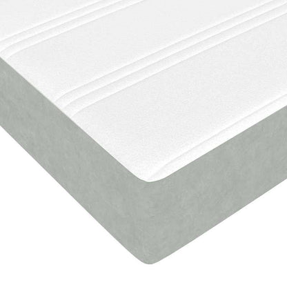 Boxspringbed – Boxspring – Tweepersoonsbed – Slaapbed – Bed – Lichtgrijs Velvet – 200x200 cm – Stevig Frame – Minimalistisch Hoofdbord