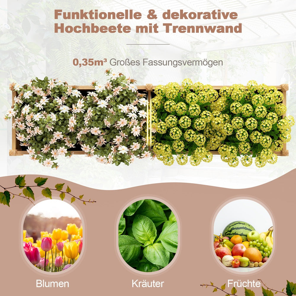 Houten verhoogde plantenbak – verhoogd tuinbed – plantenbak met verdeler – houten plantenbak buiten – balkon plantenbak – Stevig dennenhout – afwatering met drainagegaten