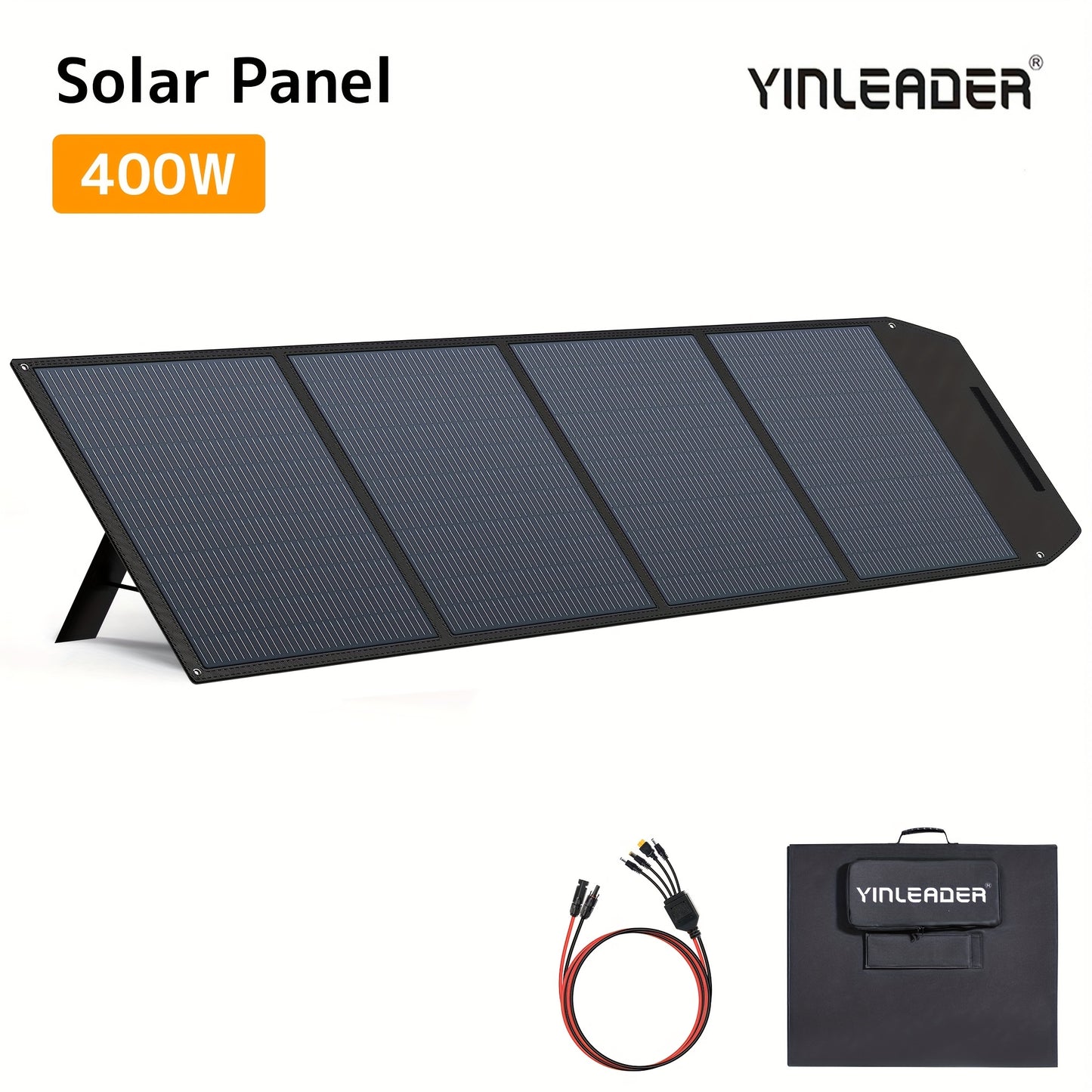 400W Portable Solar Panel Foldable Solar Blanket, Monocrystalline Huge Power Solar Panel, Solar Cells 22.5% High Efficiency for Outdoor Adventures Power Station Camping RV Solar Generator