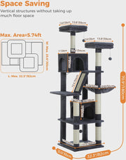 Krabpaal XXL - 180cm - Grote Kat - Meerdere niveaus - Condos - Pluche Bekleding