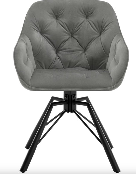 Eetkamerstoel - Set van 2 stoelen - Fluweel eetkamer stoel - Eettafel stoel - Fauteuil - Draaibaar - Velvet - Metalen poot - Grijs