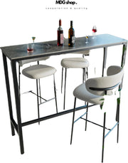 Bartafels - Bartafel keuken - Donker grijs - Met zwart metalen frame