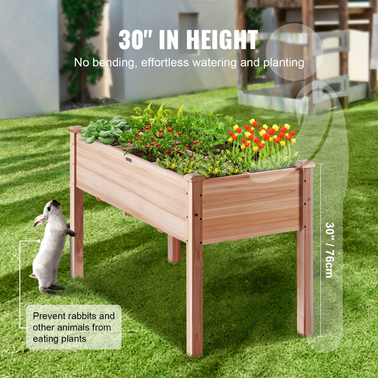 Hoogtebed Tuinieren – Verhoogd Tuinbed – Houten Plantenbak – Moestuinbak – Plantenbak Buiten – Cederhout Natuurlijk Afwerking – 120x58x76 cm Ergonomisch Design