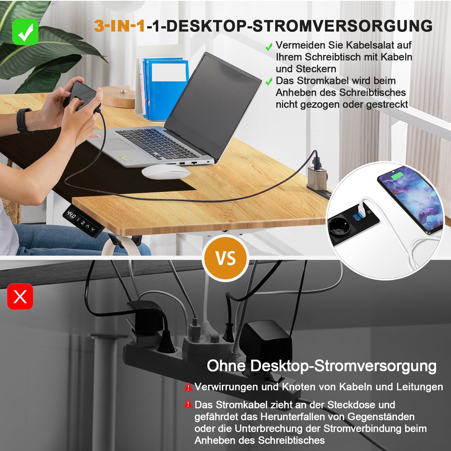 Zitsta Bureau – Zit Sta Bureau – Elektrisch Bureau – Hoogte Verstelbaar Bureau – Verstelbaar Bureau Met Touchscreen – Extra Groot Werkblad 160x70 cm – Melamine Houtkleurig Met Stalen Onderstel