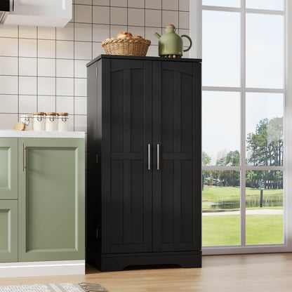 Keukenkast – Sideboard – Opbergkast – Buffetkast – Keukenmeubel – Zwart – 120x60x40 cm – Verstelbare Planken – Ruime Dubbele Deuren