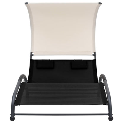 Dubbele Loungebank – Ligbed - Tuinbank – Loungebank Met Zonnescherm – Relaxbank – Stalen Frame – Ademend Textiel