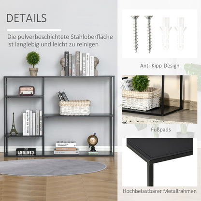 Boekenkast – Boekplank – Opbergrek – Wandkast – Stellingkast – Zwarte Metalen 5-Laags Boekenkast – Kant-en-Klaar Geassembleerd – Anti-Kantel Ontwerp