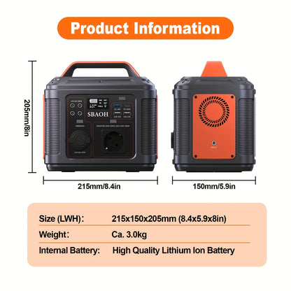 Draagbare Energiecentrale – Powerbank – Generator – Noodstroom – Accupack – 300W Vermogen – Lichtgewicht ABS Behuizing - QUORE