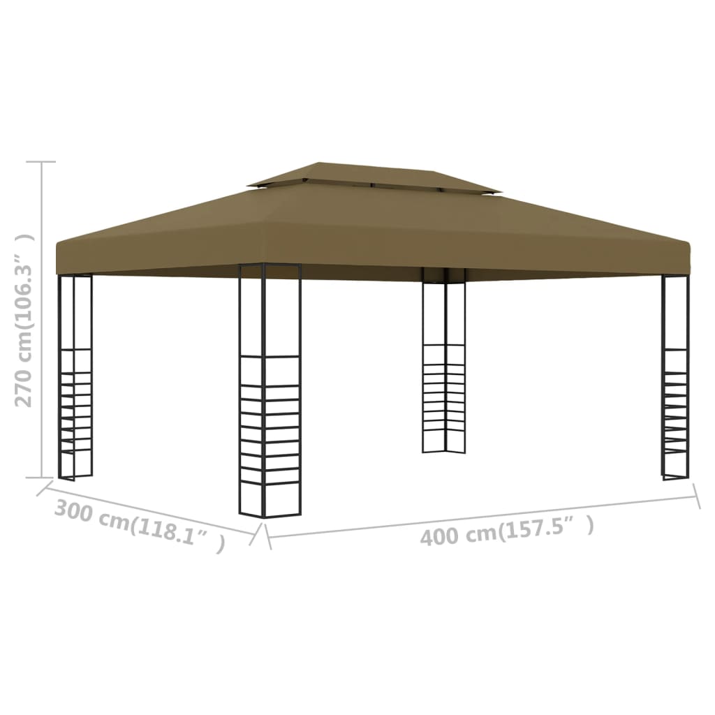 Overkapping Tuinkamer – Tuinhuis Partytent Pergola Serre – Taupe 3x4 Meter – Stalen Frame – Weerbestendig Polyester Dak