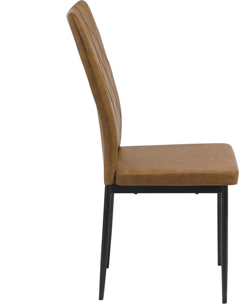 Chairs - Set Of 4 - Dining Room Chairs - Brown - Faux Leather - Dining Room - Upholstered - 94.5x41x43 Cm - Modern
