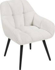 Fauteuil - Stoel - Leesstoel - Eetkamerstoel - eettafel - Teddystof - Zachte stof - Metalen poot - Wit