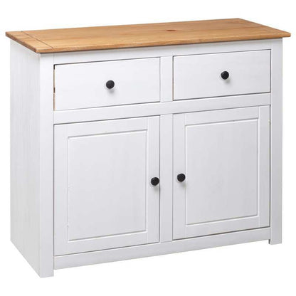 Sideboard – Dressoir – Opbergkast – Kast – Wit – Massief Dennenhout – Verwijderbare Opbergboxen – 93x40x80 cm – Praktisch & Stijlvol
