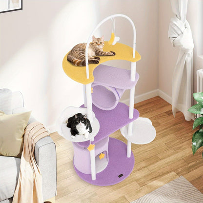 Krabpaal – Kattenboom – Krabmeubel – Kattenhuis – Kattentoren – 158 cm Hoog – Met Kattenhol, Tunnel en Hangend Speelgoed – Stevig Met Metalen Frame