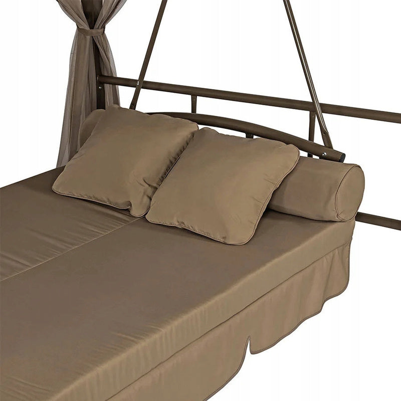 Tuin-Schommel – Schommelstoel – Buitenschommel – Vrijstaande Schommel – Tuinschommel Beige – Verstelbare Rugleuning – Weerbestendig Stalen Frame 175x105 cm