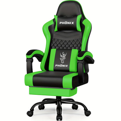 Gamingstoel – Gamestoel – Bureaustoel – Comfortstoel – Zwarte Gamingstoel – Ergonomische Lendensteun – Ingebouwde Voetensteun – 360° Draaibaar – Draaggewicht 150 kg