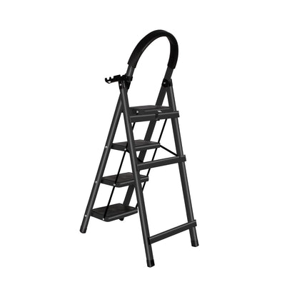 4-Traps Stalen Ladder – Vouwladder – Opstapladder – Klapladder – Steigertrap – Lichtgewicht En Compact – Antislip Treden Met Handgrepen