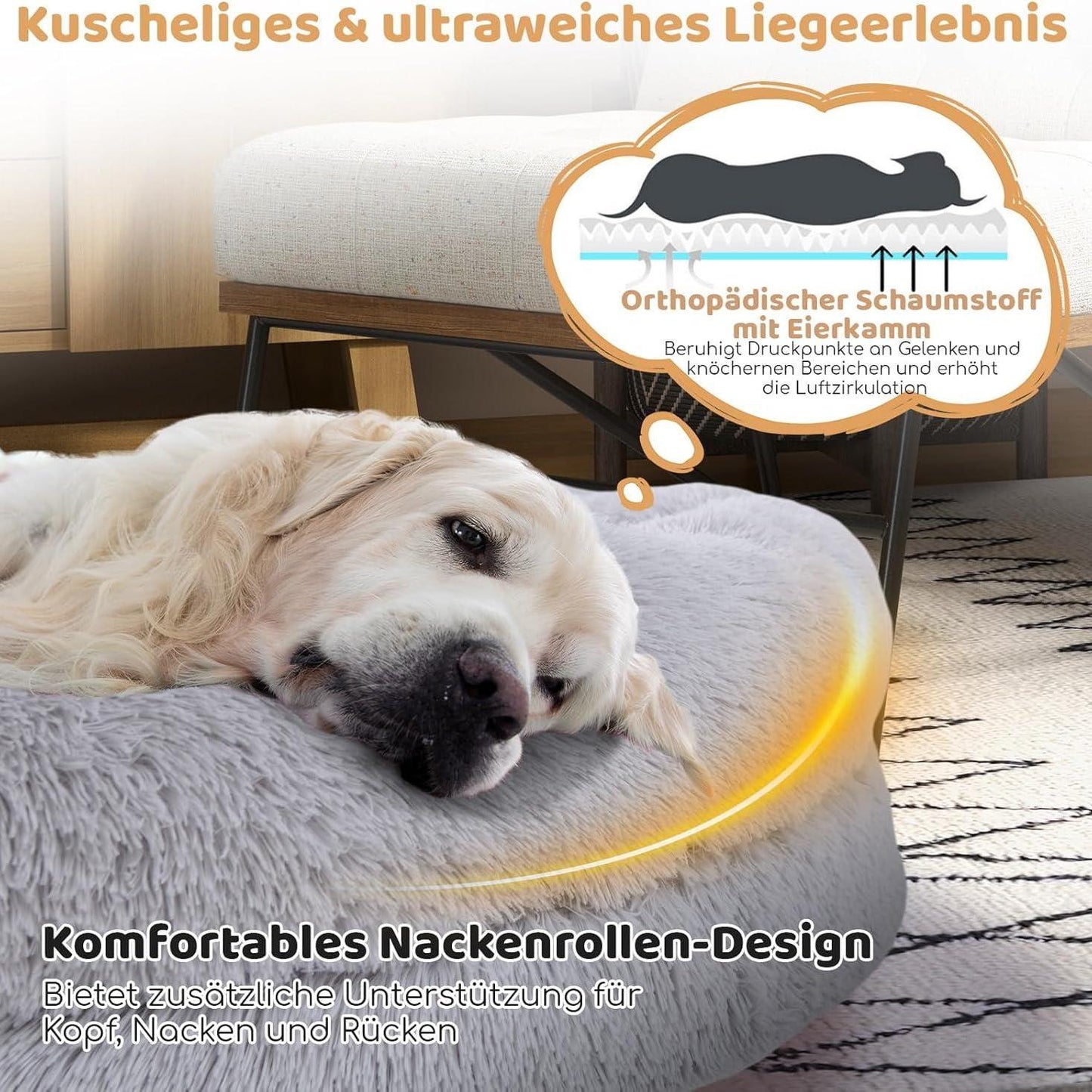 Pluche Hondenbed – Hondendeken – Hondenmat – Hondenkussen – Dierenbed – Groot Formaat 171x115 cm – Orthopedisch Memory Foam – Wasbare Grijze Hondendeken