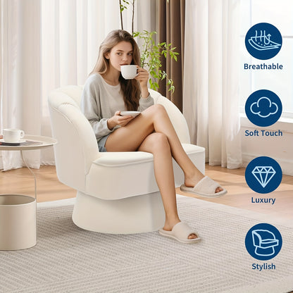 Draaifauteuil – Fauteuil – Lounge Stoel – Accentstoel – Bergère – Beige – 360° Draaibaar – Zachte Velvet Bekleding