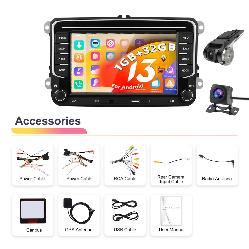Double DIN Autoradio – Inbouw Car Stereo – Multimediaspeler – Navigatiesysteem – Auto Radio – 7 Inch Touchscreen – AHD Achteruitrijcamera & DVR Dashcam