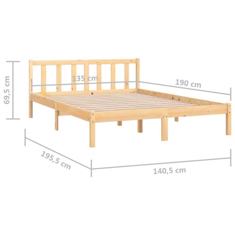 Modern Minimalist Small Double Bed Frame - Heavy-Duty Hardwood Construction, Easy Assembly, Space-Saving Design for Studios, Guest Rooms, Compact Living Spaces - Durable Wooden Furniture, Studio Bedding Solution, Contemporary