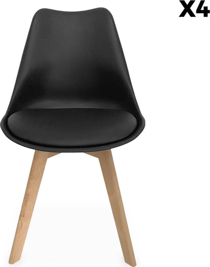 Kuipstoelen - set van 4 met houten poten - Sponskussen woonkamerstoel