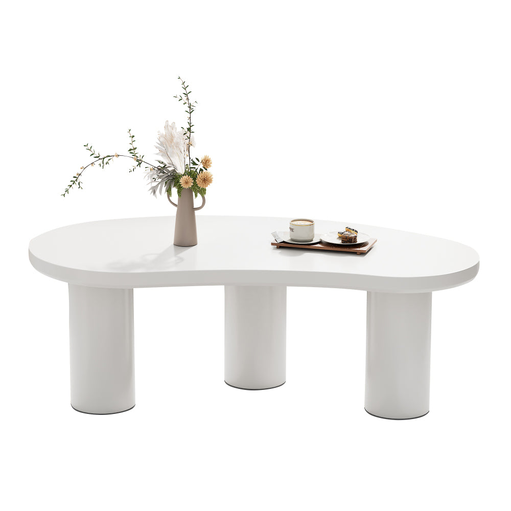 Salontafel – Moderne Tafel – Koffietafel – Bijzettafel – Rond – Halvemaanvorm – Metaal Wit – Ruimtebesparend Ontwerp – 107x57x40,5 cm