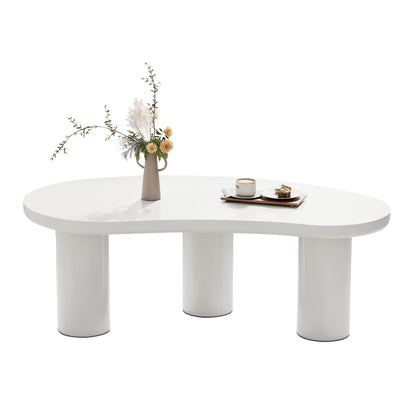 Salontafel – Moderne Tafel – Koffietafel – Bijzettafel – Rond – Halvemaanvorm – Metaal Wit – Ruimtebesparend Ontwerp – 107x57x40,5 cm