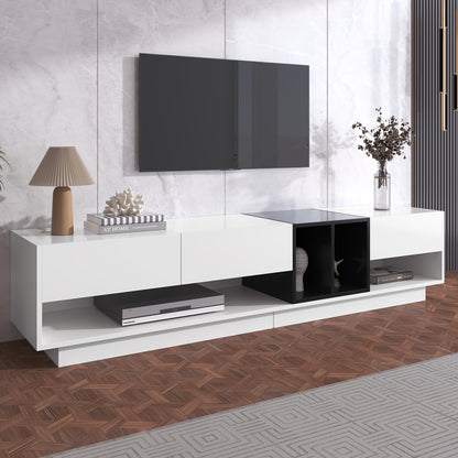 TV Meubel – TV Kast – TV Dressoir – RTV Kast – Mediameubel – Strak Design – Hoogglans Zwart Wit – 190x40x34 cm – Laag Profiel Met Veel Opbergruimte