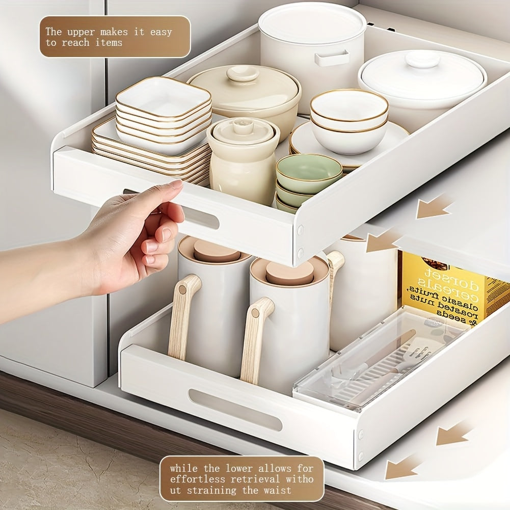 Uitschuifbare Keukenorganizer – Lade Organizer – Keukenkast Opberger – Keukenlade – Keukenopbergsysteem – 35cm Breed – Zacht Sluitmechanisme – Draagkracht 25 kg – Montage Zonder Boren