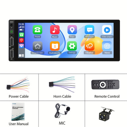 Autoradio – Car Stereo – Multimedia Speler – 1DIN Headunit – Dashboard Radio – 12,7 cm Touchscreen – Met Achteruitrijcamera – Android Auto & Bluetooth 5.0