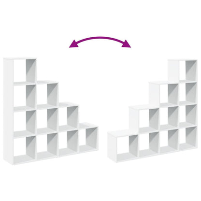 Room Divider Bookcase 4-Tier White 131.5x29x131.5cm Engineered Wood Bookcase Shelves Storage Cabinet Display Rack Bookshelf for Living Room, Home Office, Utility Racks