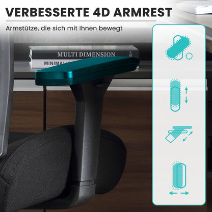 Bureaustoel – Office Chair – Computerstoel – Kantoorstoel – Ergonomische Stoel – Verstelbare Lendensteun & Armleuningen – Draagkracht 200 kg – Mesh Design Zwart